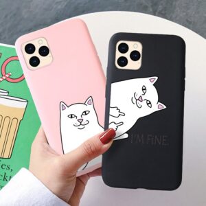 Silicone Case For iPhone 11 Pro XR XS Max 12 Mini X SE 2020 7 6 6S 8 Plus Case Cute Cat Animals iPhone11 Pro Max Candy TPU Cover