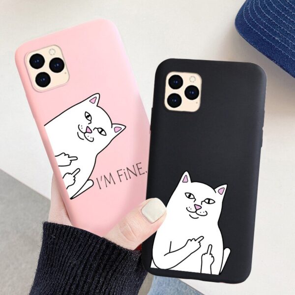 Silicone Case For iPhone 11 Pro XR XS Max 12 Mini X SE 2020 7 6 6S 8 Plus Case Cute Cat Animals iPhone11 Pro Max Candy TPU Cover