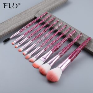 FLD Transparent Makeup Brushes Tool Set Transparent Cosmetic Powder Eye Shadow Foundation Blush Blending Beauty Make Up Brush