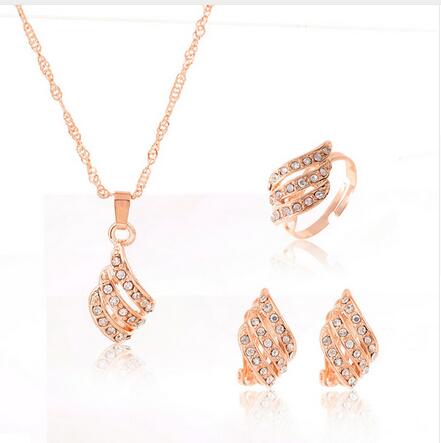 Amazing Price jewelry sets african bridal gold color necklace earrings Ring wedding crystal sieraden women fashion jewellery set